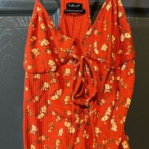 Urban Outfitters UO orange floral bodysuit